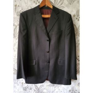 Men's Wool Cashmere Pinstripe Blazer Suit Jacket 42R 42